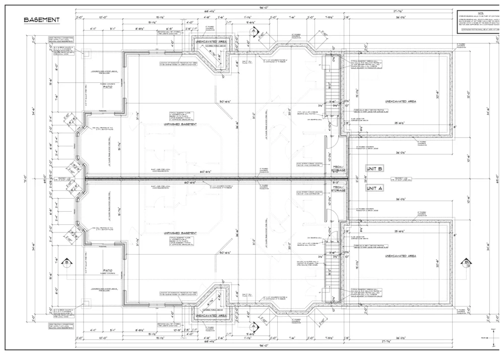 Lower level floor plan drawing for The Villas at Bridgewater Bay